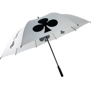 Customizable 30Inch White Golf Umbrella Large Windproof Plum K Pattern Pongee Straight Umbrella Poker Number Logo Print