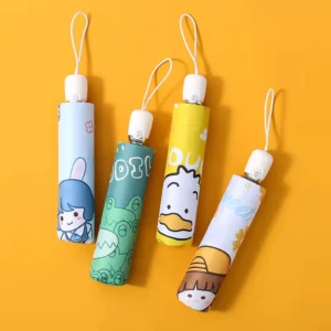 Customizable 8K Lightweight Polyester Automatic Anti-Rebound Cartoon Umbrella for Boys and Girls