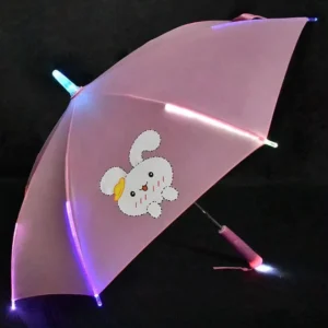 Customizable 90cm Manual Flashlight 7 Colors LED Pongee Travel Straight Children’s Umbrella Business Gifts 8ribs Glass