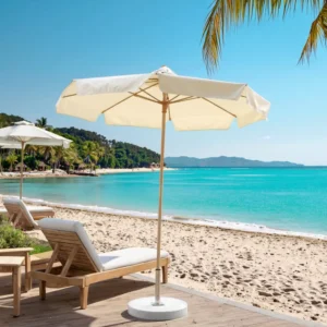 Customizable Aluminum Outdoor Beach Umbrella with Foldable UV Protection and Concrete Base