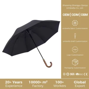 Customizable Logo 8-Bone Semi-Automatic Golf Straight Umbrella for Men with Wood Handle, 120 cm