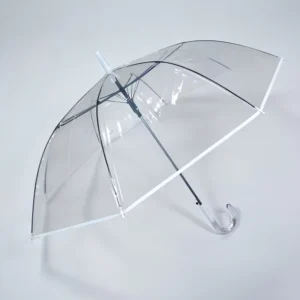 Customizable Logo OEM ODM Fully Transparent Automatic Opening 8K Straight Long-Handle Umbrella
