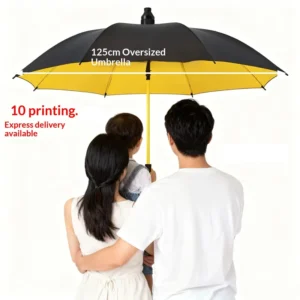Customizable Logo-Print Extra-Large Golf Umbrella with Reinforced Long Handle, Waterproof Cover, Straight Shaft, and UV Protection