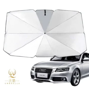 Customizable Logo Print Foldable Polyester Car Windshield Sunshade Umbrella, UV and Heat Reflective