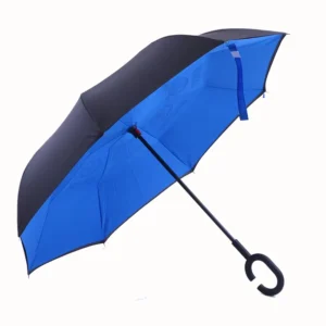 Customizable Manual Ventilation Large 105cm Inverted Reverse Umbrella C Shaped Handle Double Layer Canopy
