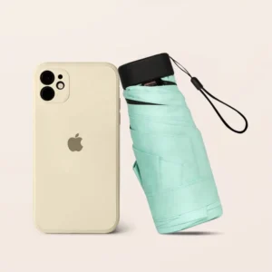 Customizable Mini Flat Handle Umbrellas with Logo 5 Fold Portable Travel Colorful UV Protection Classic Design