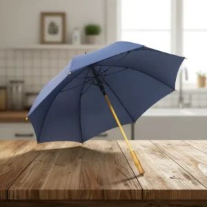 Customizable Wooden Straight Handle Windproof Waterproof Automatic Open Manual Close Stick Umbrella
