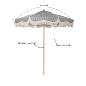 Customize Logo Beach Paper Umbrella Parasol Beach Patio Umbrella With Fringe Tassels Outdoor Sun Parasol for Chair