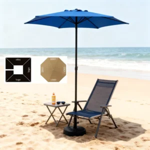 Customized 3m Waterproof Market Umbrella with Base Modern Garden Parasol for Outdoor Restaurant Patio