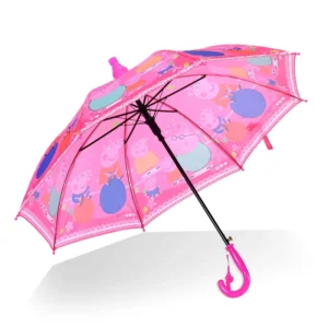 Customized 6-Rib Kids Mini Umbrella with Plastic Cover Cartoon Design and Whistle