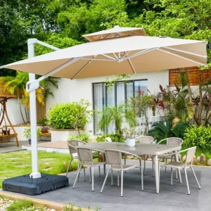 Customized Aluminum Lightweight Waterproof Anti-UV Square Outdoor Beach Swimming Pool Sun Umbrella Big Size Patio Garden