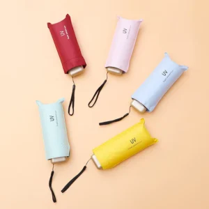Customized B2B Mini Folding Umbrella Flat Style 5-Fold Aluminum Alloy Durable Pocket Parasol for Gifts