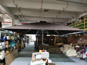 Customized Big Size 4x4m 5x5m 6x6m Huge Outdoor Umbrella Beer Coffee Drink Bar Parasol Telescopic Patio Umbrella with Lights