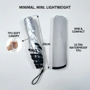 Customized Classic Mini Compact Pocket 3-Fold Transparent TPU Lightweight 6-Rib Manual Umbrella for Women and Men