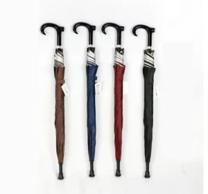 Customized Elderly Non-Slip Crutch Golf Umbrella with Silver Coating, UV Protection and Logo