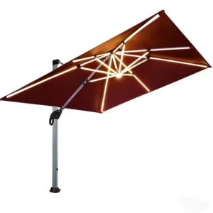 Customized Heavy Duty Foldable LED Umbrella Modern Outdoor Rainproof Square Parasol Stable Roma Umbrella for Outdoor Furniture