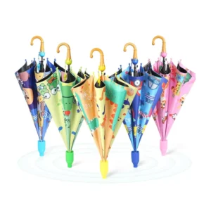 Customized J Semi Automatic Open Long Handle Light Weight Animal Rain Windproof Cute Girl Kids Umbrella for Children