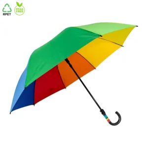 Customized Logo 8K Automatic Iridescent Rainbow Golf Umbrella with Straight Handle