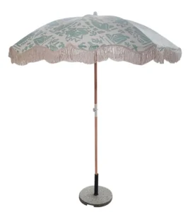 Customized Logo Scalloped Patio Umbrella Commercial Event Outdoor Sunshade with Cotton Tassel