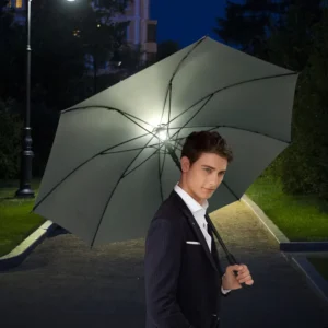 Customized Logo Windproof Rain Umbrella Large Size LED Light Golf Business Umbrella Luxury Gift Umbrella With Light