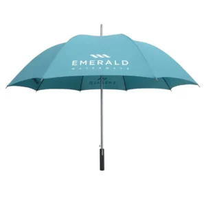 Customized Logo Windproof UV Sublimation Printed Fiberglass Large Semi-Automatic Golf Straight Umbrella, 130 cm