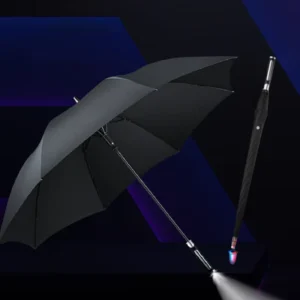 Customized Long Handle Windproof Oversized Straight Umbrella 8 Bone LED Semi-Automatic Golf Umbrella