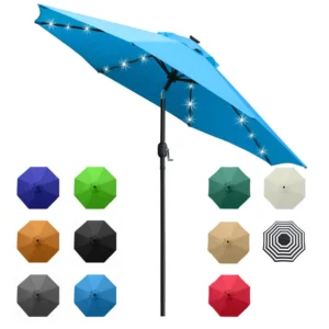 Customized Outdoor Aluminum Center Pole Parasol Table Garden Umbrella LED Patio Umbrella For Restaurant