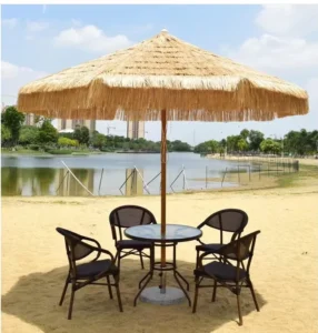 Customized Outdoor Beach Umbrella with Center Pole Straw Thatch Parasol for Hotels Courtyards Parks