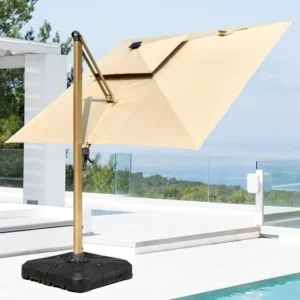 Customized Outdoor Furniture Patio Square Garden Umbrella Promotional Printed Waterproof Beach Umbrella with Base
