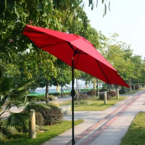 Customized Outdoor Storm Garden Umbrella 9ft Red Patio Umbrella for Pool Restaurants