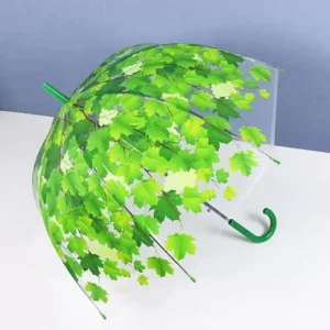 Customized PVC Maple Leaf Design Transparent Clear Umbrellas for Promotion