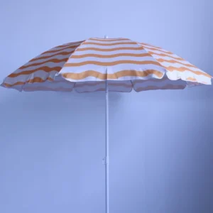 Customized Portable Vibrant Orange Wave Stripes Steel Sun Umbrella for Outdoor Furniture and Travel