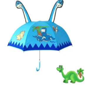 Customized Semi-Automatic Carton Anime Children Modern Straight Dinosaur Brolly Umbrella