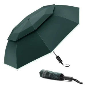 Customized Sun Umbrella Double Layer Air Vent Design 23 Inch Fully Automatic Folding Umbrella