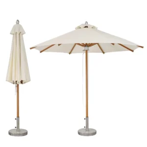 Customized UV Protection Garden Beach Umbrella With Marble Base Aluminum Center Pole
