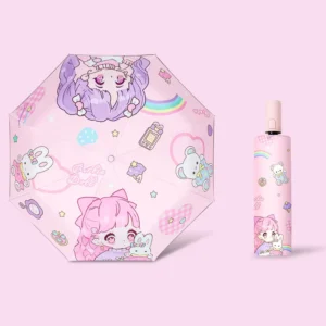 Customized logo Paraguas Good Quality UV Umbrella Windproof Portable Fold Mini Automatic Umbrellas With Pouch