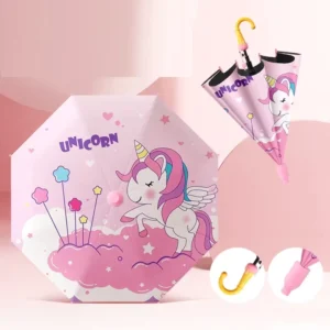Cute Anime Kids Umbrellas Manufacturer Cartoon Rain Children Umbrella with Plastic Cover