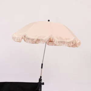 Cute Baby Clip-on Stroller Beach Umbrella with Tassel Small Outdoor Clip Umbrella for Kids