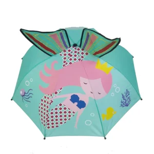 Cute Cartoon Pattern Design Windproof Waterproof Plastic Straight Handle Kids Umbrella