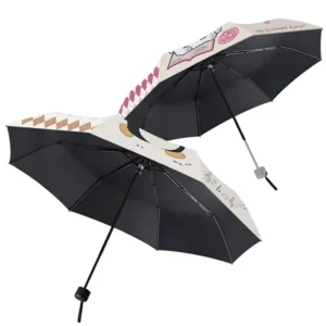 Cute Cartoon Three fold Manual Umbrella UV Protection Foldable Student Design for Business Gifts Sunny Rainy Days 100cm Open