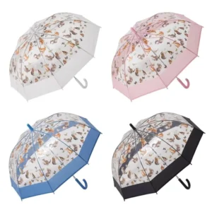 Cute Cat Transparent Clear Multi-Color 8-Rib Windproof Umbrella