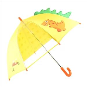 Cute Dinosaur Cartoon Hook Handle Children Kids Umbrella With Transparent Design