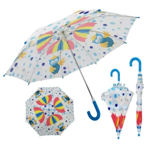 Cute Manual Kids Umbrella with 8K Fully Printed Pongee Fabric and Customized Logo