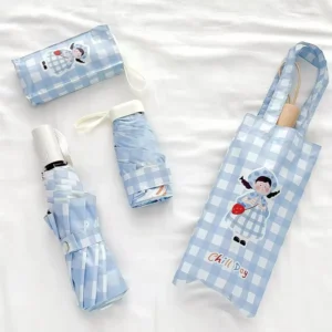 Cute Mini Compact Automatic Folding Umbrella Sun Uv protection Windproof Waterproof Portable Backpack Umbrella