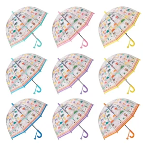 Cute Pattern Transparent Multicolor 8-Rib Windproof Kids Umbrella