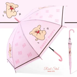 Cute Puppy Dog Print Plastic Children’s Umbrella for Girls