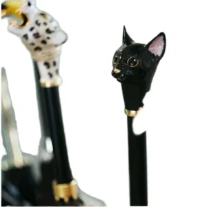 Cute Straight Pongee Manual Long Handle Dog Animal Head Umbrella