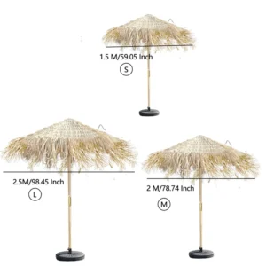 D59.05 Inch Waterproof Straw Thatch-Roof Beach Umbrella for Home and Garden Decor