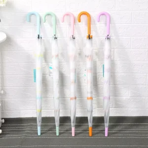 DD1227 Clear EVA Umbrella With Printed Cute Pattern for Kids Transparent Matte PVC
