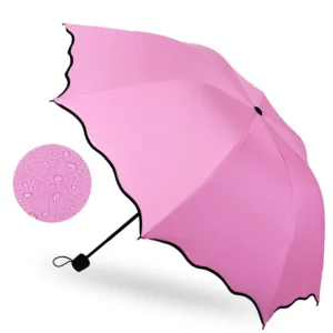 DD1242 Flowering Contact Water Vinyl Anti-UV Sun and Rain Umbrella 3-Fold Sun Parasol